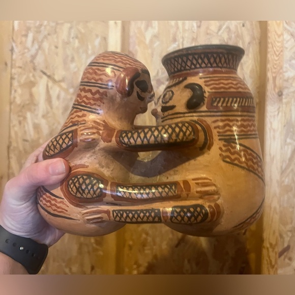 Handcrafted Ceramic Tribal Art Vase- vintage and one of a kind